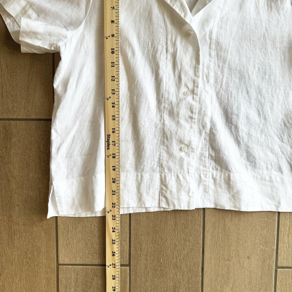 Quince Womens Linen Button Up Shirt Medium Short Sleeve Boxy Minimalist Preppy - Picture 7 of 7